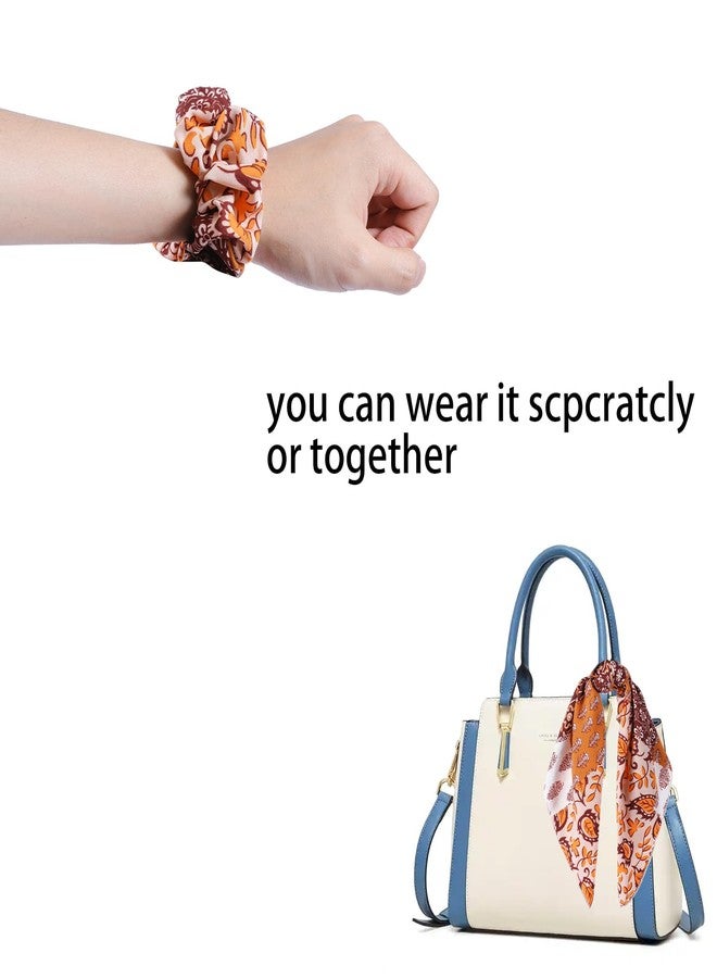 Cutewing Hair Scarf Scrunchie,6PCS Paisley Scarf Ties Flower Bow Scrunchie,2 in 1 Design Long Tail Scrunchies Ponytail Ribbons,No Hurt Accessories for Women Girls - Image 4